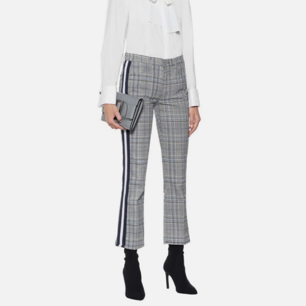 NWT Mother Insider Ankle Grey/Blue Plaid Pants